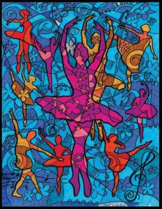 KOLOROWANKA WELWETOWA 47X35CM BALETNICE