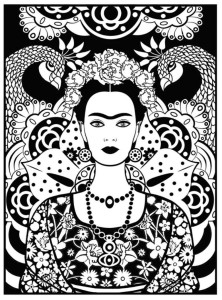 KOLOROWANKA WELWETOWA 47X35CM FRIDA KAHLO