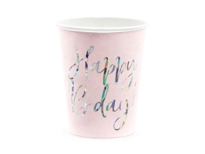 KUBECZKI HAPPY B'DAY! PUDROWY RÓŻ 220ML 6SZT