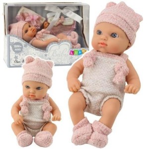 LALKA BOBAS NIEMOWLAK RÓŻOWE UBRANKO 18CM
