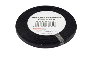 WSTĄŻKA SATYNOWA CZARNA 6MMX32M 2SZT