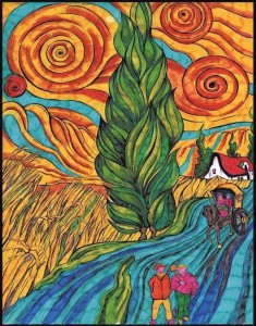 KOLOROWANKA WELWETOWA 47X35 VAN GOGH. DROGA Z...