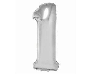 BALON FOLIOWY SMART CYFRA 1 SREBRNY 76CM