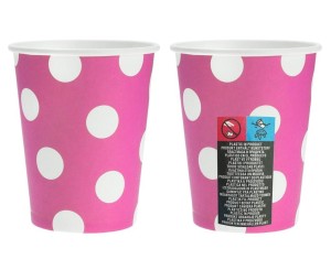 KUBECZKI PAPIEROWE MAGENTA GROSZKI 270ML 6SZT
